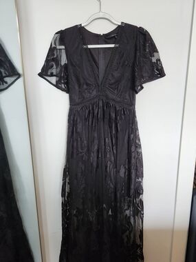 Symphony Black Lace V-Neck Maxi Dress